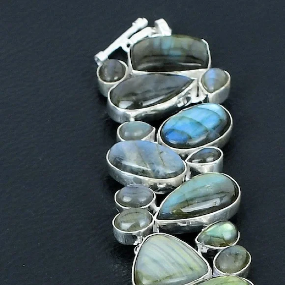 925 sterling silver Labordarite bracelet! Extraordinarily beautiful!! HANDMADE!! - Picture 7 of 7